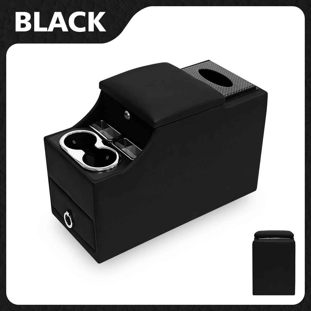 Black Center Console Between Seat Organizer with Phone Holder and Dual Cup Holders