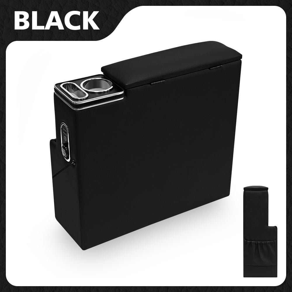 Black Center Console Armrest Box with Side Flip-Up Storage Box