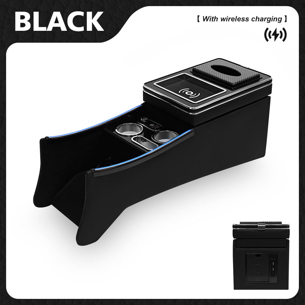 Black Honda Odyssey center console with LED lights USB and wireless charging
