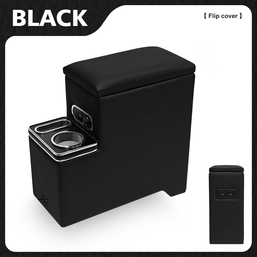 Black Center Console Armrest Box with Flip-Top Storage Box