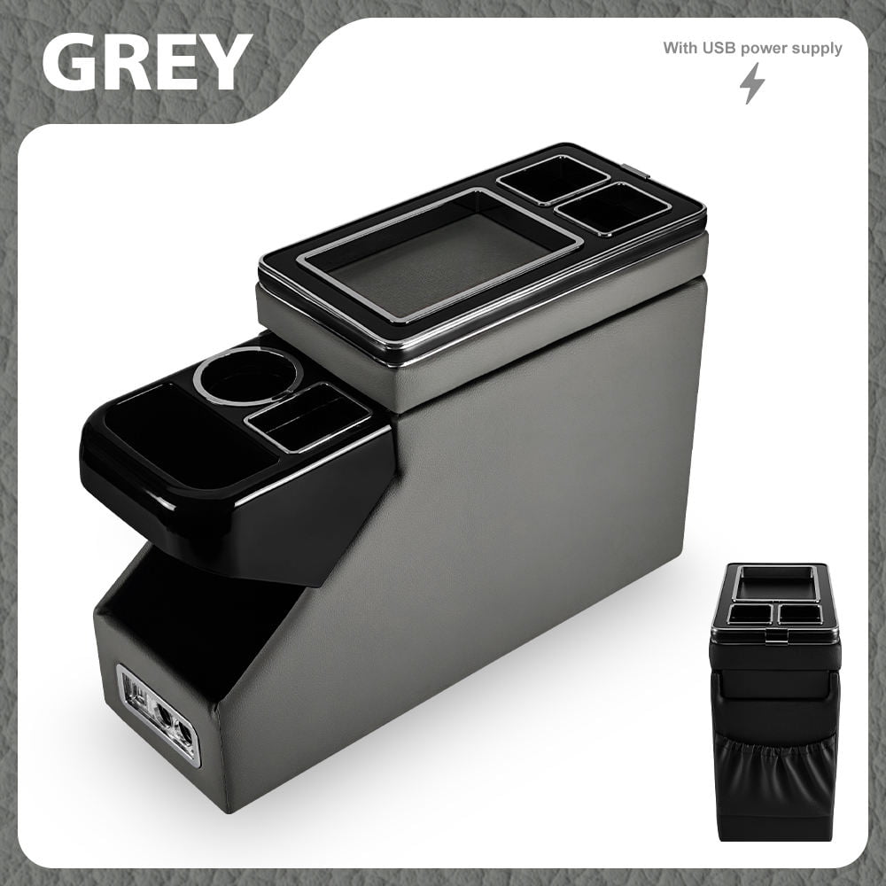 Gray passenger van center console with USB power supply