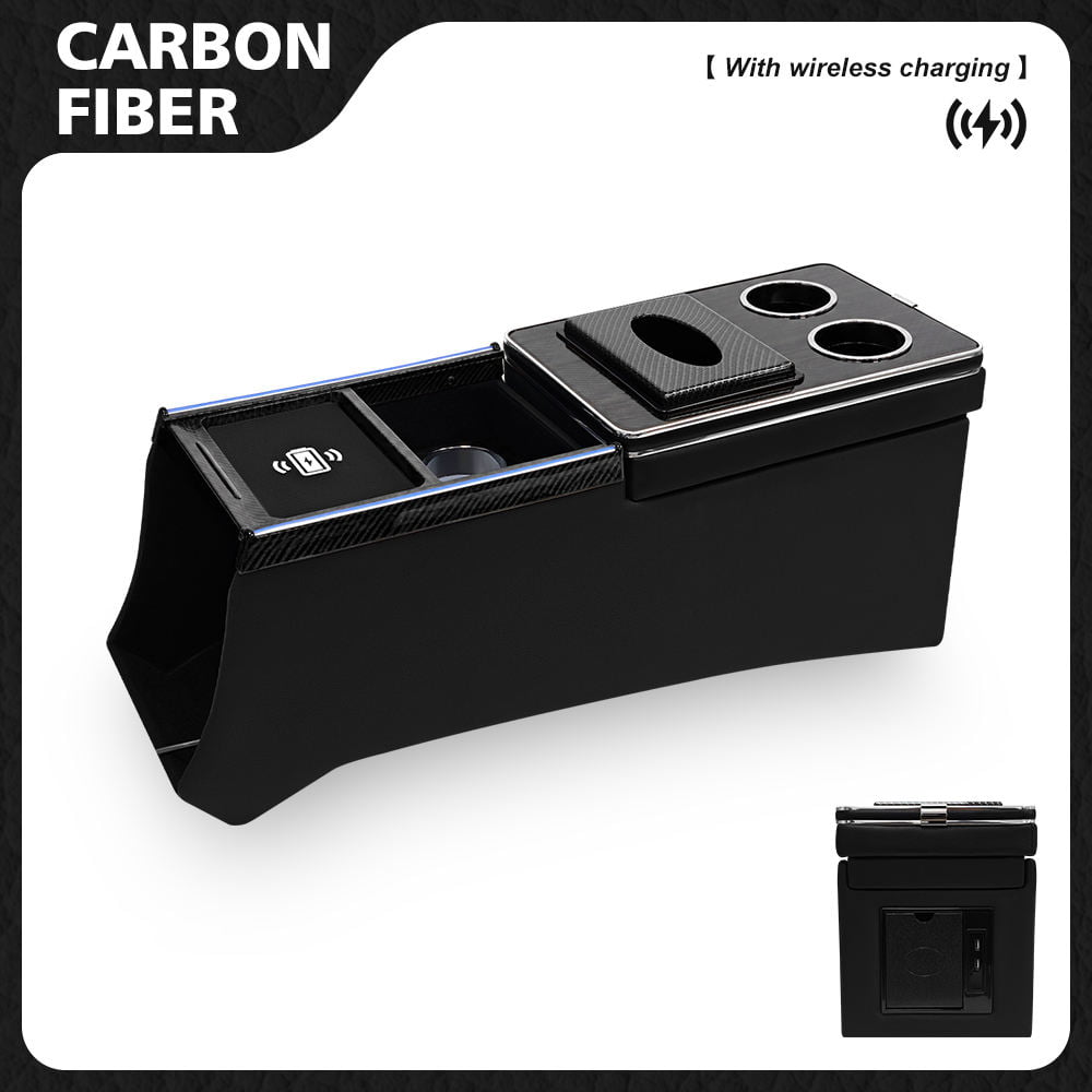 Black carbon fiber Honda Odyssey console with LED lights USB and wireless charging