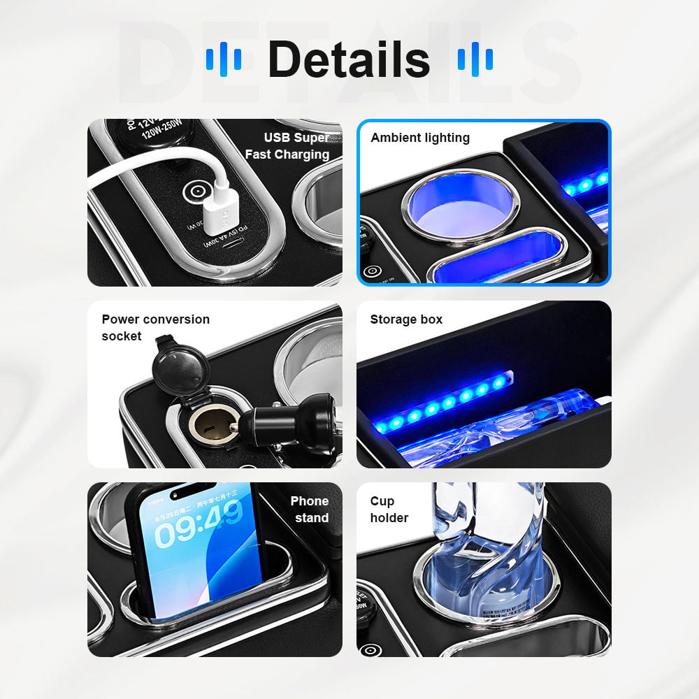 Center console storage and cup holder design