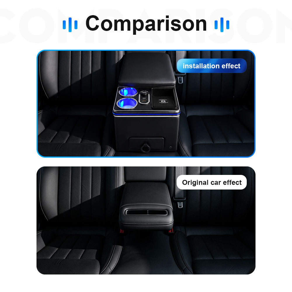 Rear Seat Armrest Box with LED Ambient Light and USB Charging