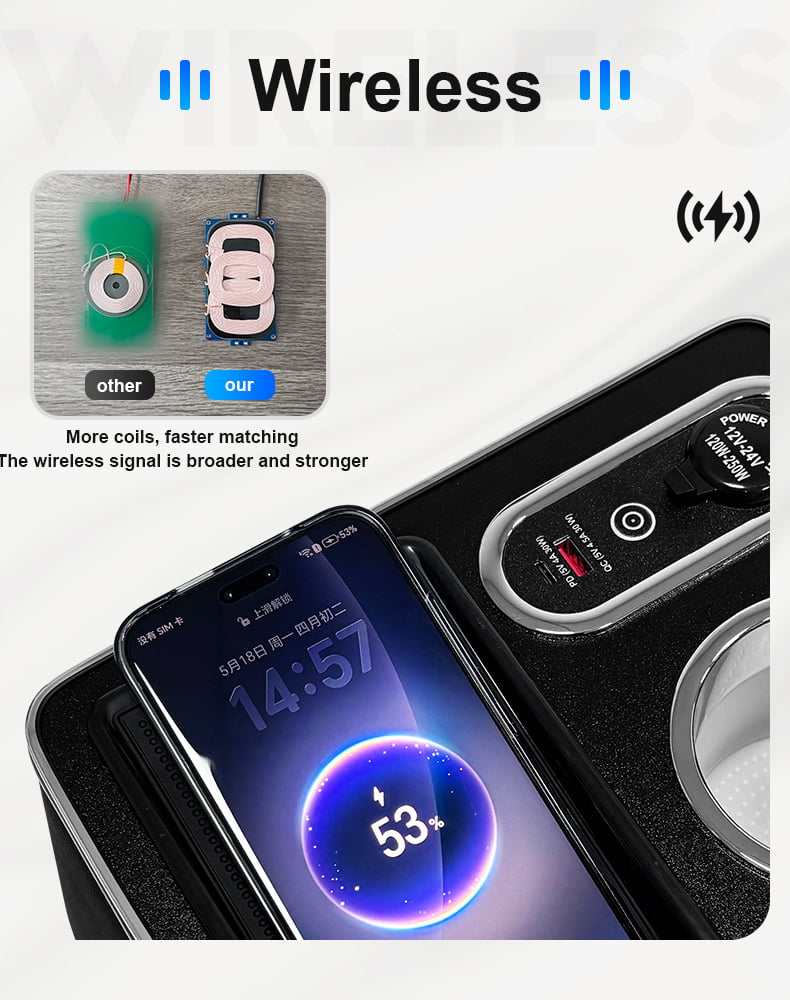 Toyota Noah and Voxy Center Console Wireless Charging Function